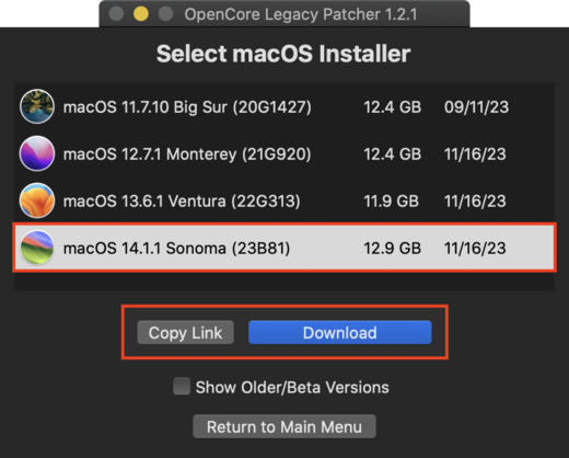 Select macOS Sonoma
